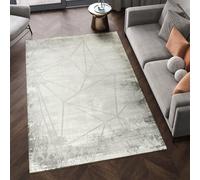 Novu Modern Abstract Geometric Living Room Area Rug Metallic- Mirage Grey 200Cm X 290Cm