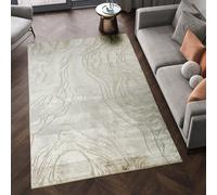 Novu Modern Abstract Living Room Area Rug Metallic Sheen- Stream Beige 120Cm X 170Cm