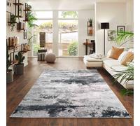 Onyx Modern Living Room Rug - Abstract Area Rugs Silver - Runner 60x220 cm