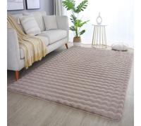 Desire Rugs Orbie Washable Living Room Area Rug - Carved Ridge-Furrow Design in Beige | Size: 60 cm x 200 cm Desire Rugs Beige 60 cm x 200 cm