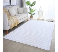 Desire Rugs Orbie Washable Living Room Area Rug - Carved Ridge-Furrow Design in Natural White | Size: 80 cm x 120 cm Desire Rugs Natural White 80 cm x 120 cm