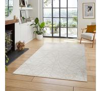 Desire Rugs Perla Modern Abstract Linear Living Room Area Rug Metallic Sheen-Beige Axis in Beige | Size: 160 cm x 230 cm Desire Rugs Beige 160 cm x 230 cm