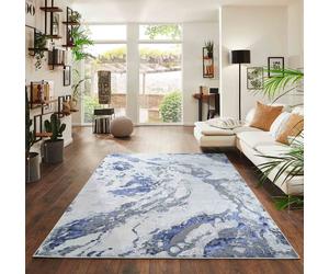 Desire Rugs Picasso Modern Abstract Area Rug - Waterflow-Inspired Design for Trendy Home Décor in Navy | Size: 60 cm x 220 cm Desire Rugs Navy 60 cm x 220 cm