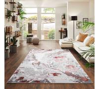 Picasso Modern Living Room Rug - Abstract Area Rugs Pink - Runner 60x220 cm