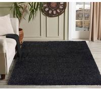 Desire Rugs Modern Plain Soft Shaggy Rug For Living Rooms - Stylish Area Rugs Anthracite 060x110cm, Black