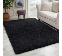 Desire Rugs Oxford Black Plain Shaggy Rug 160 x 230cm - Wilko