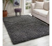Desire Rugs Plain Living Room Shaggy Area Rugs Dark Grey 200X290 Cm
