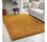Desire Rugs Oxford Gold Plain Shaggy Rug 160 x 230cm - Wilko