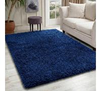 Desire Rugs Plain Living Room Shaggy Area Rugs Navy 80X150 Cm