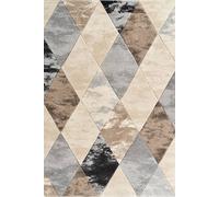 Santiago Modern Abstract Geometric Carved Rugs Living Room Blend Design Area Rug Beige 60 X 220 Cm