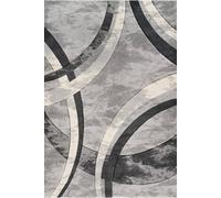 Santiago Modern Abstract Geometric Carved Rugs Living Room Curve Design Area Rug Grey 160 X 230 Cm