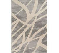 Santiago Modern Abstract Geometric Carved Rugs Living Room Dynamic Design Area Rug Grey 200 X 290 Cm