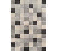 Santiago Modern Abstract Geometric Carved Rugs Living Room Grid Design Area Rug Grey 120 X 170 Cm