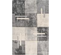 Santiago Modern Abstract Geometric Carved Rugs Living Room Tile Design Area Rug Grey 160 X 230 Cm