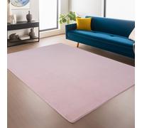 Desire Rugs Snuggly Washable Low Pile Living Room Area Rug Anti-Slip Felt Backing in Baby Pink | Size: 80 cm x 120 cm Desire Rugs Baby Pink 80 cm x 120 cm