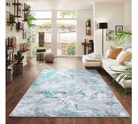 Solarius Modern Grunge Marbling Abstract Area Rugs Aqua 200X290 Cm