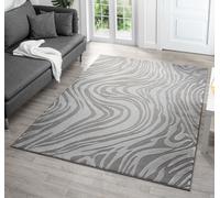 Vellure Modern Indoor Living Room Area Rug Embossed Metallic Sheen Marble Design Anthracite 200X290 Cm