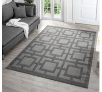 Vellure Modern Indoor Living Room Area Rug Embossed Metallic Sheen Maze Design Grey 120X170 Cm