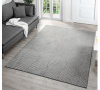 Vellure Modern Indoor Living Room Area Rug Embossed Metallic Sheen Pyramid Design Anthracite 120X170 Cm