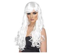 Adult's White Long Curly Wig - wig desire long fancy dress white ladies curly costume glamour green etc