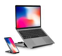 Desire2 Laptop Riser Stand with Phone Holder, Adjustable Computer Riser Stand for Desk, 360 Degree and 10 Height Levels Portable Holder Compatible with MacBook Air, Pro, Dell, HP, Lenovo and More