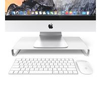 Desire2 Monitor Stand Riser, Silver Aluminium Metal Desk Shelf, Designed for iMac Stand, Macbook, Laptop Screen Riser, Slim Computer Stands, Printer, Office Organisation, Computer Accessories for Desk