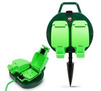 Desiretech - 15m Weatherproof Extension Cable - 2 Socket - 13 Amp Outdoor Lead - Waterproof IP54 - Durable Green Cable for Garden, Outdoor Equipment & Power Tools - Flexible & Heavy Duty Design