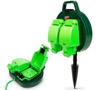 Desiretech 15M Weatherproof Extension Cable 2 Socket 13 Amp Outdoor Lead Waterproof Ip54 Durable Green Cable For Garden