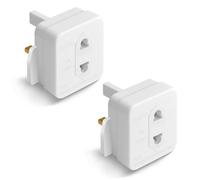 Desiretech 2 Pack UK Shaver Adaptor Plug - Fused 1A 250V 2-Pin to 3-Pin Converter in White Desiretech White