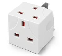 Desiretech 2 Way Adaptor - 1 Pack - UK Double Plug Adapter with 13A Fuse in White Desiretech White