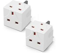 Desiretech 2 Way Adaptor 2 Pack Uk Double Plug Adapter With 13A Fuse Compact Multi Plug Socket For Home & Office