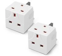 Desiretech 2 Way Adaptor - 2 Pack - UK Double Plug Adapter with 13A Fuse in White Desiretech White