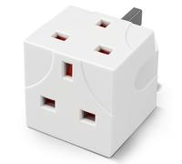 Desiretech 2 Way Adaptor - UK Double Plug Adapter - Compact Multi Plug Socket for Home & Office - Dual Extension Plug for Appliances, TV, PC, Kitchen & Lighting - White (1 Pack)