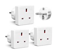 Desiretech 3 Pack EU Travel Adaptor - UK 3 Pin to EU 2 Pin Plug - 16A, 250V in White Desiretech White
