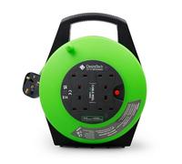 Desiretech - 4 Socket Extension Lead - 10m Portable Cable Reel - Thermal Cut Out, Ergonomic Handle, Green/Black - Heavy Duty Extension Cord for Indoor Use (10 Mtere)