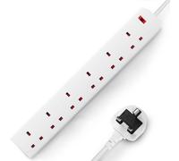 Desiretech 6 Gang Extension Lead 1m Power Strip with Switched Sockets, 3250W 250V in White Desiretech White