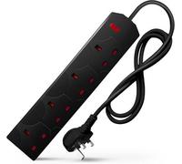 Desiretech Black 2 Meter Electric Extension Lead - 4 Gang, 3 Pin Cable With Uk Plug ,wall Mountable & Multi Socket
