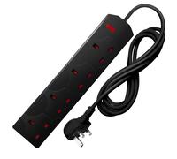 DESIRETECH Black Electric Extension Lead - 4 Gang, 1 Metre Cable with UK Plug & 3 Pin Socket - Wall Mountable & Multi Socket Mains Strip for Home, Bedroom, Kitchen, & Office (1 Pack)