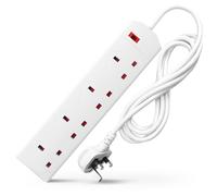 Desiretech Electric Extension Lead 4 Gang, 1, 2, 5, 10 Metre Cable 3 Pin Socket in White | Size: 1m Desiretech White 1m