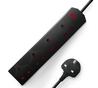 Desiretech Electric Extension Lead - 4 Gang, 10 Metre Cable with 3 Pin Socket in Black Desiretech Black