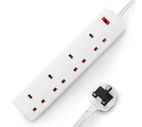 Desiretech Electric Extension Lead - 4 Gang, 10 Metre Cable with 3 Pin Socket in White Desiretech White