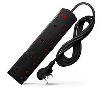 Desiretech Electric Extension Lead - 4 Gang, 5 Metre Cable with 3 Pin Socket in Black Desiretech Black