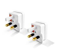 Desiretech - EU Travel Adaptor - 2 Pack - UK 3 Pin to EU 2 Pin Plug - 16A, 250V - Compact & Portable - CE Certified, Safe, Heat-Resistant - Travel Accessory for European Trips - White