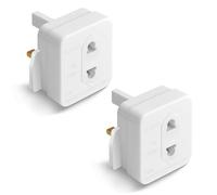 Desiretech - EU Travel Adaptor - 2 Pack - UK 3 Pin to EU 2 Pin Plug - 16A, 250V - Compact & Portable - CE Certified, Safe, Heat-Resistant - Travel Accessory for European Trips - White