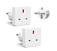 Desiretech EU Travel Adaptor - Pack of 2, UK 3 Pin to EU 2 Pin, Type G to Type C/E/F Plug Converter for European Trips, 13A 250V, Compact & Heat-Resistant, CE & UKCA Certified, White