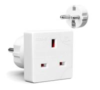 Desiretech Eu Travel Adaptor, Uk 3 Pin To Eu 2 Pin Plug 16A, 250V Compact & Portable, Ce Certified, 1 Pack