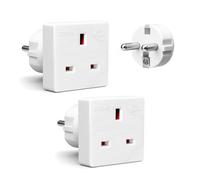 Desiretech Eu Travel Adaptor, Uk 3 Pin To Eu 2 Pin Plug 16A, 250V Compact & Portable, Ce Certified, 2 Pack