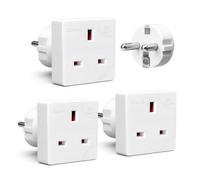 Desiretech Eu Travel Adaptor, Uk 3 Pin To Eu 2 Pin Plug 16A, 250V Compact & Portable, Ce Certified, 3 Pack