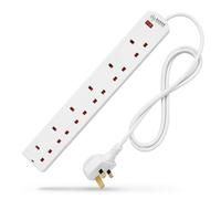 Desiretech Extension Lead 6 Gang 2m with Surge Protection, White Desiretech White 2m