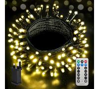 Desiretech - LED Plug-in Christmas Lights - Waterproof Holiday String Lights with Remote, 8 Modes, Timer for Christmas Trees, Garlands, Wreaths and Festive Decor, Dimmable (Warm White, 20m / 200 LED)